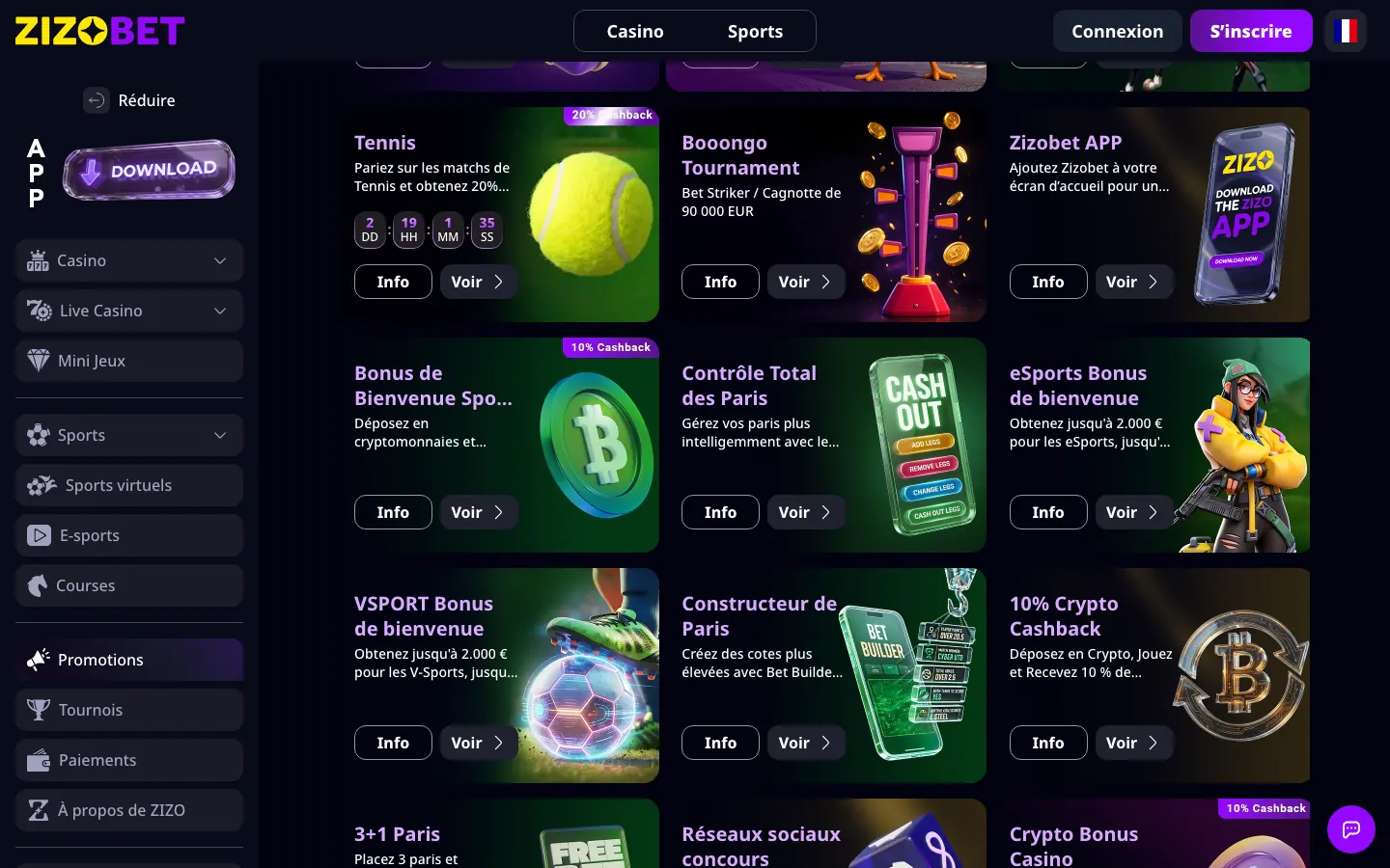 Promotions casino et sport